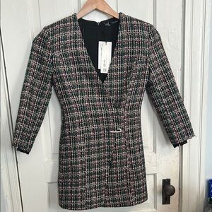 NWT Zara Black Pink Blazer Sleek Tailored Jacket Dress